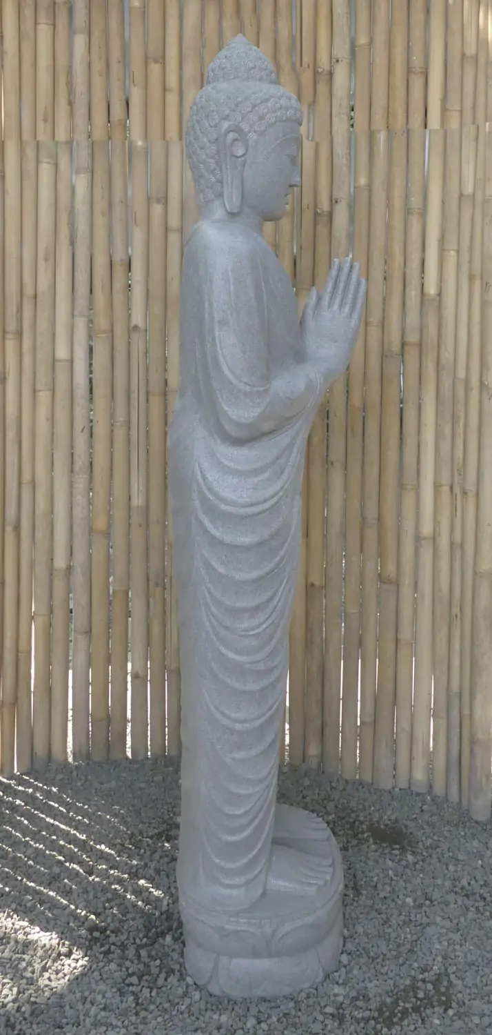  Product image 6 of the product “Standing Buddha made of Riverstone, position Namaskara , H. 180cm. ”